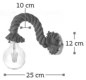 InLight Επιτοίχιο φωτιστικό από καφέ σχοινί και μαύρο μέταλλο 1XE27 D:25cm (43367-BL)