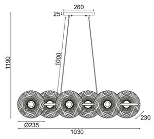 ^ΚΡΕΜΑΣΤΟ Φ/Σ 6ΧΕ27 ΜΑΥΡΟ ΜΕΤΑΛΛΙΚΟ 103Χ35ΧΗ119CM KOBE