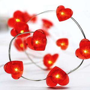 "RED HEART", 20 LED ΛΑΜΠ. ΧΑΛΚΟΥ, ΚΟΚΚΙΝΟ, ΑΣΗΜΙ. ΚΑΛ. & ΜΠΑΤ. 2xAA, IP20, 2M+10CM, 1.2W