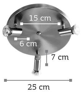 InLight Επιτοίχιο σποτ από μέταλλο σε νίκελ ματ απόχρωση 3XGU10 D:25cm (9075-3Φ-Νίκελ Ματ)