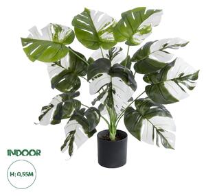 GloboStar® Artificial Garden ALBINO MONSTERA PLANT 20935 - Διακοσμητικό Φυτό Λευκή Μονστέρα Φ60 x Υ55cm