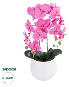 GloboStar® Artificial Garden PINK ORCHID 21116 Διακοσμητικό Φυτό Ροζ Ορχιδέα Υ45cm