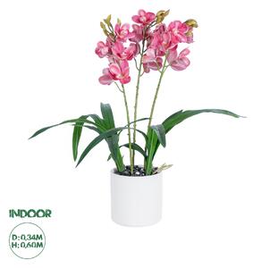 GloboStar® Artificial Garden PINK CHERRY CYMBIDIUM 21402 Διακοσμητικό Φυτό Φούξια Κυμβίδιο Υ60cm