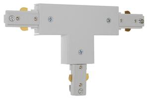 GloboStar S-40049 Διφασικός Connector 3 Καλωδίων Συνδεσμολογίας Ταφ (Τ) για Λευκή Ράγα Οροφής