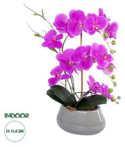 GloboStar® Artificial Garden HOT PINK ORCHID 21119 Διακοσμητικό Φυτό Έντονο Ροζ Ορχιδέα Υ43cm