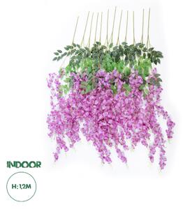 GloboStar® Artificial Garden PURPLE WISTERIA FLOWER BRANCH 21510 Σετ 12 Τεχνητά Διακοσμητικά κλαδιά Βιστέριας Μωβ Φ45 x Υ120cm