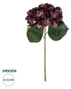 GloboStar® Artificial Garden DARK RED HYDRANGEA BRANCH 21180 Τεχνητό Διακοσμητικό Κλαδί Ορτανσίας Βαθύ Κόκκινο Y47cm