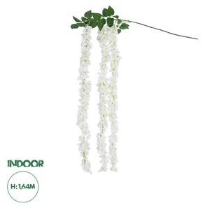 GloboStar® Artificial Garden WHITE WISTERIA FLOWER BRANCH 21516 Τεχνητό Διακοσμητικό κλαδί Βιστέρια Λευκό Φ45 x Υ164cm