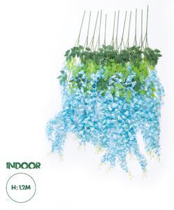 GloboStar® Artificial Garden BLUE WISTERIA FLOWER BRANCH 21515 Σετ 12 Τεχνητά Διακοσμητικά κλαδιά Βιστέριας Μπλέ Φ45 x Υ120cm