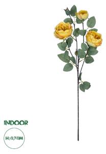 GloboStar® Artificial Garden YELLOW CLIMBING ROSE BRANCH 21186 Τεχνητό Διακοσμητικό Κλαδί Τριαντάφυλλο Κίτρινο Y70cm