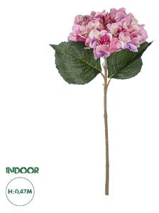 GloboStar® Artificial Garden PINK HYDRANGEA BRANCH 21140 Τεχνητό Διακοσμητικό Κλαδί έντονο Ροζ Ορτανσία Y47cm