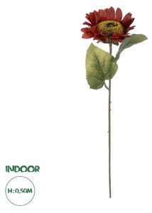 GloboStar® Artificial Garden RED SUNFLOWER BRANCH 21214 Τεχνητό Διακοσμητικό Κλαδί Ηλιοτρόπιο Κόκκινο Y50cm