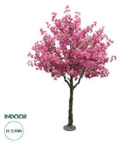 GloboStar® Artificial Garden BOUGAUVILLEA 20670 Τεχνητό Διακοσμητικό Δέντρο με Ανθη Μπουκανβίλιας Φουξ Υ250cm