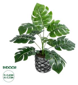 GloboStar® Artificial Garden MONSTERA 20893 - Τεχνητό Διακοσμητικό Φυτό Μονστέρα Φ40 x Υ33cm