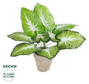 GloboStar® Artificial Garden CALADIUM POTTED PLANT 20894 Διακοσμητικό Φυτό Καλάντιουμ Φ40 x Υ33cm