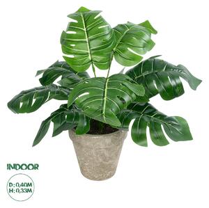 GloboStar® Artificial Garden MONSTERA POTTED PLANT 20895 - Διακοσμητικό Φυτό Μονστέρα Φ40 x Υ33cm