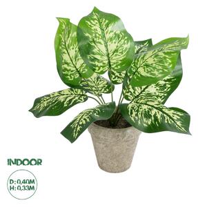 GloboStar® Artificial Garden DIEFFENBACHIA POTTED PLANT 20897 Διακοσμητικό Φυτό Διεφενμπάχια Φ40 x Υ33cm