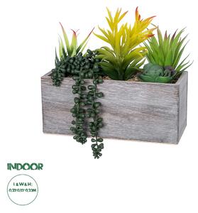 GloboStar® Artificial Garden SUCCULENT VARIUS PLANT POTTED 21034 Διακοσμητικό Φυτό Μίξ Μ23 x Π13 x Υ23cm