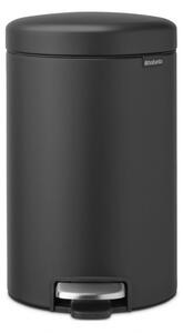 Κάδος απορριμμάτων με πεντάλ Brabantia NewIcon 649741, 12 l, Ομαλό κλείσιμο, Αντιολισθητική βάση, Ορυκτή επίστρωση, Σκούρο γκρι