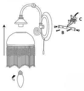 Searchlight 3151-1AC - Λάμπα τοίχου VICTORIANA 1xE27/60W/230V ορείχαλκος