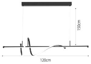 InLight Κρεμαστό φωτιστικό LED 40W 3CCT (by switch on base) σε μαύρο χρώμα D:120cm (6083-BL)