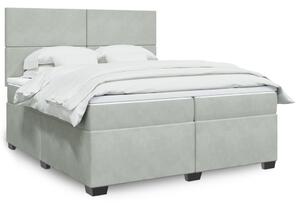 VidaXL Κρεβάτι Boxspring με Στρώμα Ανοιχτό Γκρι 200x200 εκ. Βελούδινο