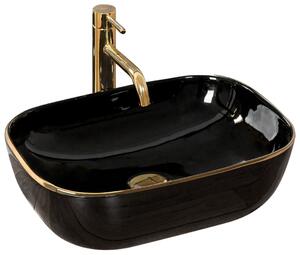 Νιπτήρας πάγκου Rea Belinda Black/Gold Edge 46.5 x 33 x 13. 5 cm