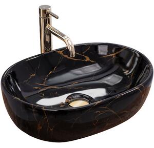 Γυαλιστερός πάγκος νιπτήρας Rea Amelia Black Marble