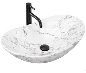 Νιπτήρας πάγκου Rea Royal Statuario Marble Matt Μ 60,5 x Y 16 x Π 36 cm