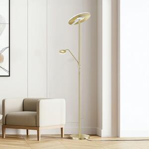 FISCHER & HONSEL Φωτιστικό δαπέδου LED Dent, ορειχάλκινο χρώμα, 180 cm, CCT, 2 λαμπτήρων, ρυθμιζόμενος, Χρυσό / Ορείχαλκου, Σαλόνι / τραπεζαρία, Μέταλλο, σύγχρονο, Φως ανάγνωσης