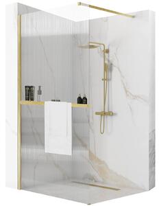 Rea Aero Intimo Gold Brushed N 120 Walk In τοίχος ντους με ράφι και κρεμάστρα Evo