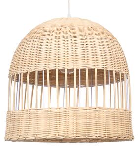 GloboStar® LUCIA 01725 Boho Κρεμαστό Φωτιστικό Πλέγμα Μονόφωτο 1 x E27 IP20 Μπεζ Ξύλο - Μ40 x Π40 x Y34cm