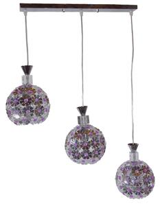 GloboStar® BOUQUET 01249 Μοντέρνο Κρεμαστό Φωτιστικό Οροφής Τρίφωτο 3 x E27 Ασημί Μεταλλικό με Κρύσταλλα Μ64 x Π18 x Υ24cm