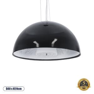 GloboStar® SERENIA BLACK 01151 Μοντέρνο Κρεμαστό Φωτιστικό Οροφής Μονόφωτο 1 x E27 AC220-240V - Φ40 x Υ20cm - Μαύρο Γύψινο Καμπάνα