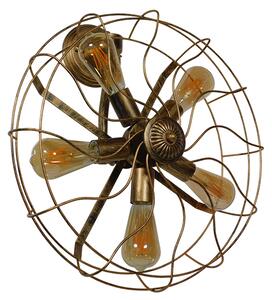 GloboStar® FAN 01381 Vintage Industrial Φωτιστικό Τοίχου Απλίκα Πολύφωτο Καφέ Σκουριά Μεταλλικό Πλέγμα Φ46 x Μ22 x Π46 x Υ46cm