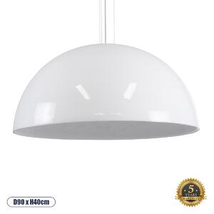 GloboStar® SERENIA WHITE 01273 Μοντέρνο Κρεμαστό Φωτιστικό Οροφής Μονόφωτο 1 x E27 AC220-240V IP20 - Φ90 x Υ40cm - Λευκό Γύψινο Καμπάνα