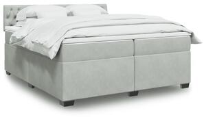 VidaXL Κρεβάτι Boxspring με Στρώμα Ανοιχτό Γκρι 200x200 εκ. Βελούδινο