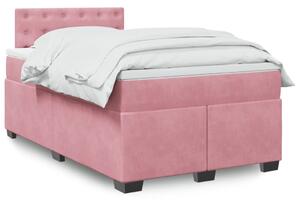 VidaXL Κρεβάτι Boxspring με Στρώμα Ροζ 120x200 εκ. Βελούδινο