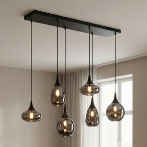 Trio Lighting Lumina κρεμαστό φωτιστικό, 6-φωτο, μαύρο/χρώμιο, γυαλί, ρυθμιζόμενος, Μαύρο, Σαλόνι / τραπεζαρία, Γυαλί