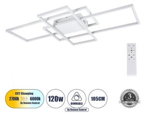 Φωτιστικό Οροφής LED CCT 120W 14400lm QUADRA Globostar 61389 Λευκό