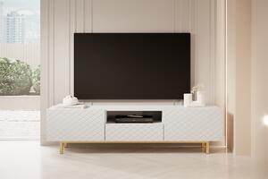 Έπιπλο Tv Karma II 2K1SZ 190x49x42cm Λευκό ματ / χρυσά πόδια - BOG4589