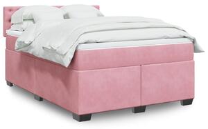 VidaXL Κρεβάτι Boxspring με Στρώμα Ροζ 140x200 εκ. Βελούδινο