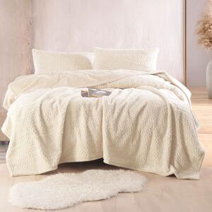 Κουβέρτα Fleece Υπέρδιπλη Με Γουνάκι (220x240) + Διακοσμητικές Μαξιλαροθήκες (Σετ) Rythmos Bliss Εκρού