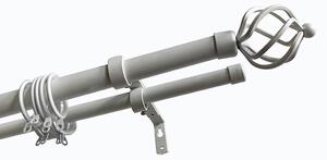 Κουρτινόξυλο Διπλό Επεκτεινόμενο 120-210cm Με Άκρα Grace White 450123