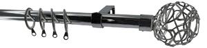 Κουρτινόξυλο Φ19mm Μονό Επεκτεινόμενο 120-210cm Με Άκρα Grace Shiny Chrome 997531
