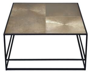 HADSTON COFFEE TABLE ΧΡΥΣΟ ΜΑΥΡΟ ΜΑΥΡΟ 80x80xH40cm