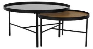 ACCORDO COFFEE TABLE SET 2ΤΕΜ ΦΥΣΙΚΟ ΦΙΜΕ ΜΑΥΡΟ 80x80xH42cm