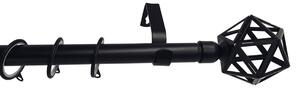 Κουρτινόξυλο Φ19mm Μονό Επεκτεινόμενο 120-210cm Με Άκρα Grace Black Mat 999378