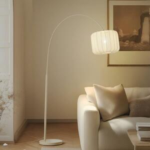 Lindby Φωτιστικό τόξου Helin, μπεζ, ύφασμα, ύψος 198,5 cm, Μπεζ, Σαλόνι / τραπεζαρία, Ύφασμα / Κλωστοϋφαντουργία, σύγχρονο
