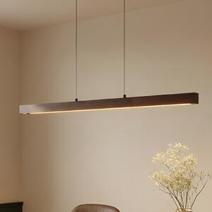 Lucande LED κρεμαστή λάμπα Nihalo, καρυδιά, 122 cm, ρυθμιζόμενη ένταση, ρυθμιζόμενος, Ξύλου, Σαλόνι / τραπεζαρία, Ξύλο, Εξοχική κατοικία / Ρουστίκ